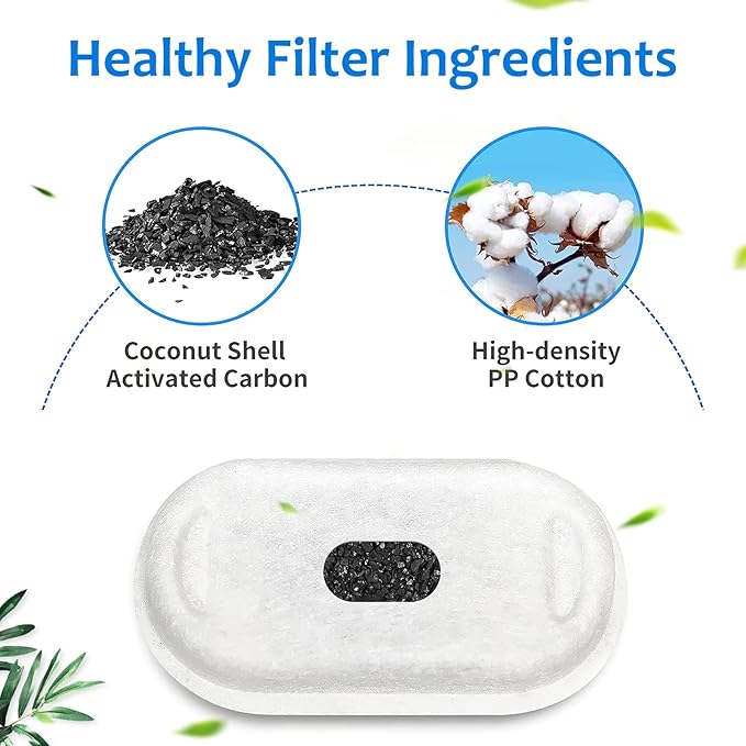 Cat Fountain Filters, 16 Pack Cat Water Fountain Filter for 67oz/2L Cat Water Fountain Stainless Steel, 3.2L/108oz Pet Fountain