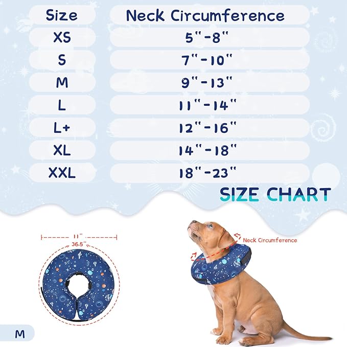 Supet Inflatable Dog Cone Collar for Large Medium Small Dogs, Soft Cone Collar for Dogs Cats, ECollar Doggie Neck Donut Dog Cone Alternative After Surgery
