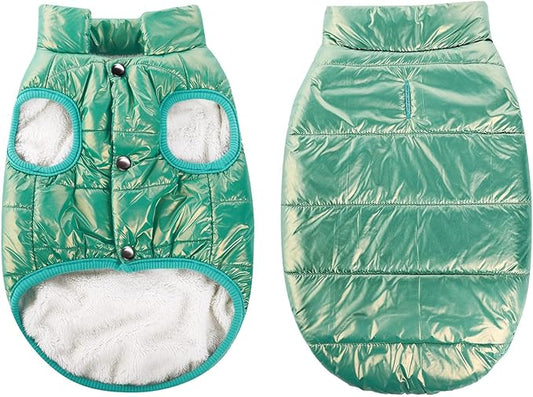 ASENKU Dog Winter Coat - Waterproof Windproof Dog Jacket, Warm Snowproof Doggie Puffer Vest for Cold Weather, Lightweight Snow Coats for Small Medium Large Dogs (Mint Green, XL)