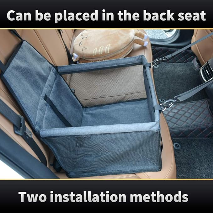 SWIHELP Dog Car Seat Puppy Portable Pet Booster Car Seat with Clip-On Safety Leash and PVC Fram, Anti-Collapse,Perfect for Small Pets