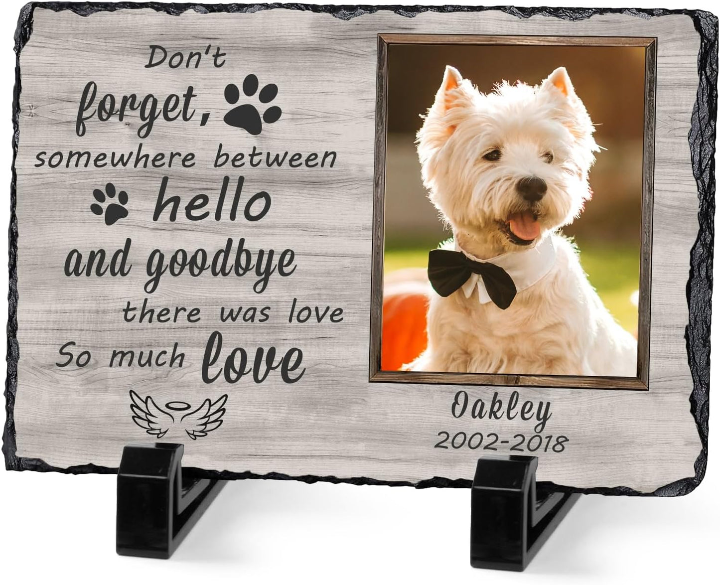 Dog Memorial Gifts for Loss of Dog or Cat, Personalized Dog Memorial Stone with Photo Name for Remembrance Cat Passing Gift for Pet Lovers (5.9INCH* 7.9INCH, style3)