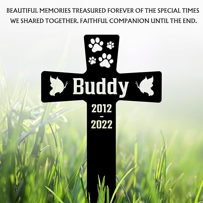 Custom Pet Memorial Grave Marker | Personalized Pet Grave Marker for Outdoor Garden & Cemetery | Engraved Tombstone with Name and Years | Dog or Cat Memorial Stone for Pet Loss Tribute