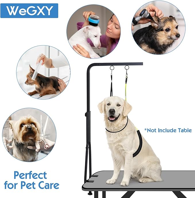 Professional Dog Grooming Table Arm with Double Clamp, 42" H Adjustable Pet Grooming Stand with Grooming Loop Noose for Small Medium Large Dog - Sturdy, and Easy-to-Install