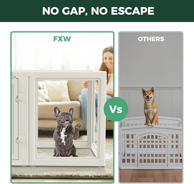 FXW AuraSpace Acrylic Indoor Dog Playpen for Small and Medium Dogs, 30 Inch, 8 Panels, White