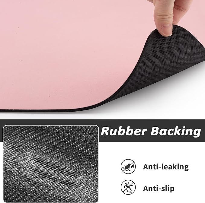 Pet Feeding Mat - Absorbent Dog Mat for Food and Water, No Stains Cat Bowl Mat, Easy to Clean Pet Placemats, Quick Dry Dog Water Dispenser Mat for Messy Drinkers | Paw Pink 16"x 24"