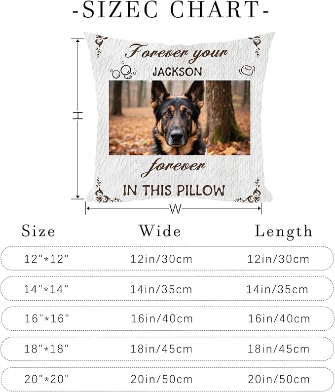Custom Picture Pet Memorial Pillow, Personalized Dog Memorial Gifts for Loss of Dog, Sympathy Gift for Dog Bereavement & Remembrance Pillowcase (Style G)