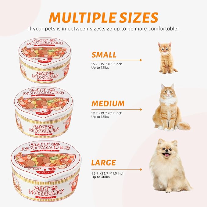寵幸 Ramen Noodle Dog & Cat Bed,Keep Warm and Super Soft Creative Pet Nest for Indoor Cats,Removable Washable Cushion for Small Medium Large Dogs and Cats