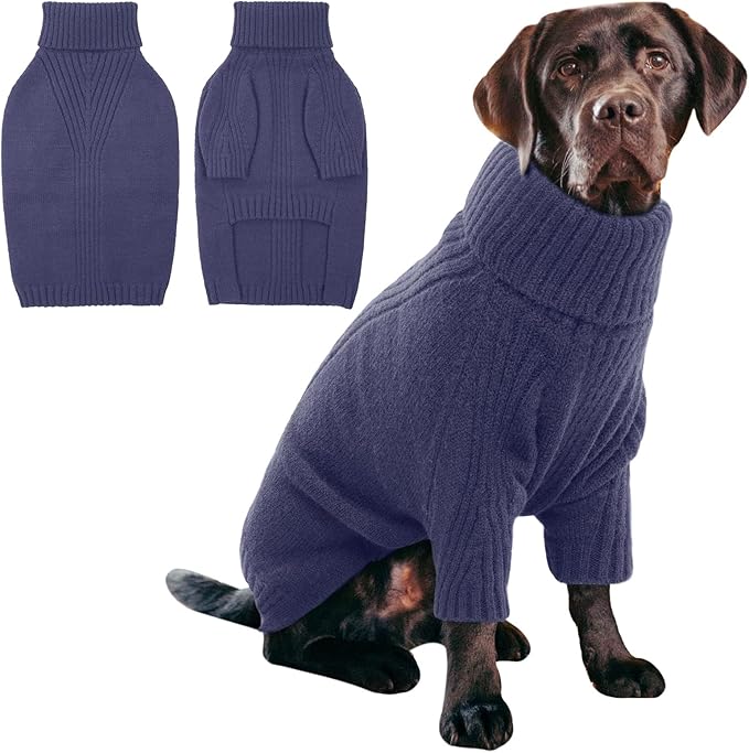 IECOii XL Dog Sweater,Winter Doggy Clothes for Large Dogs Girl Boy,Warm Pullover Soft Dog Sweater Turtleneck,Lightweight & Good Stretch for Active Dogs Like Beagle,Border Collie (Blue,XLarge)