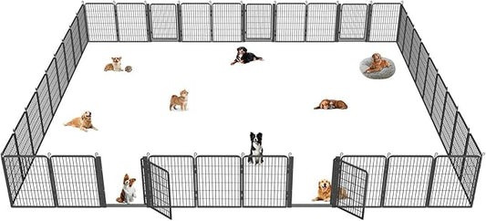 Dog Playpen with Low Threshold Gate, 40 inch 38 Panels Dog Fence, Heavy Duty Metal Exercise Large Dog Pen, Rust-Resistant Outdoor Pet Fence for Yard RV Camping