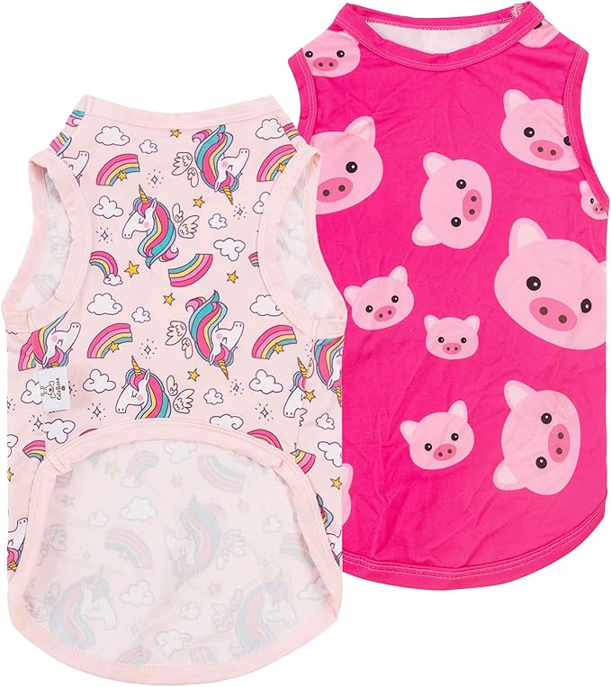 CuteBone Dog Shirts 2-Pack Soft Pet Clothes Breathable Summer Vest for Small Puppy and Stretchy Cat Apparel 2BX09L