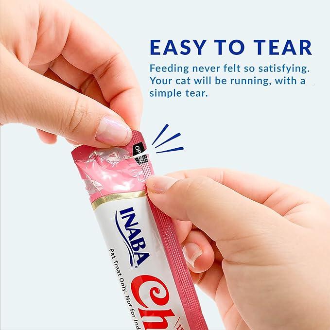 INABA Churu Cat Treats, Lickable, Squeezable Creamy Purée Cat Treat with Green Tea Extract & Taurine, 0.5 Ounces Each Tube, 20 Tubes, Tuna Variety