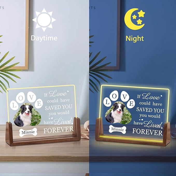Custom Pet Memorial Gifts for Dogs, Customized Pet Memorial Night Light, Dog Memorial Gifts for Loss of Dog, Pet Loss Sympathy Gift, Christmas Birthday Gifts, Dog Bereavement Gifts
