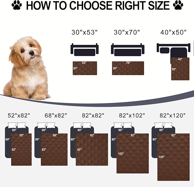 Smiry Waterproof Dog Blanket, 40x50 Inch Soft Pet Bed Cover Reversible, Washable Sofa Couch Furniture Protector for Small Medium Large Dog Puppy Cat, Geometric, Brown/Chocolate