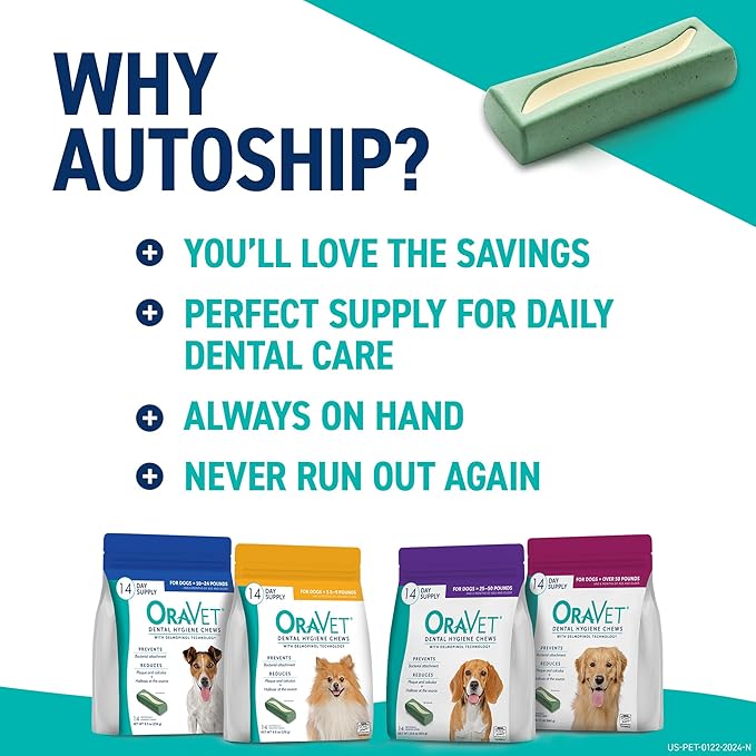 ORAVET Dental Chews for Dogs, Oral Care and Hygiene Chews (Large Dogs, Over 50 lbs.) Pink Pouch, 14 Count