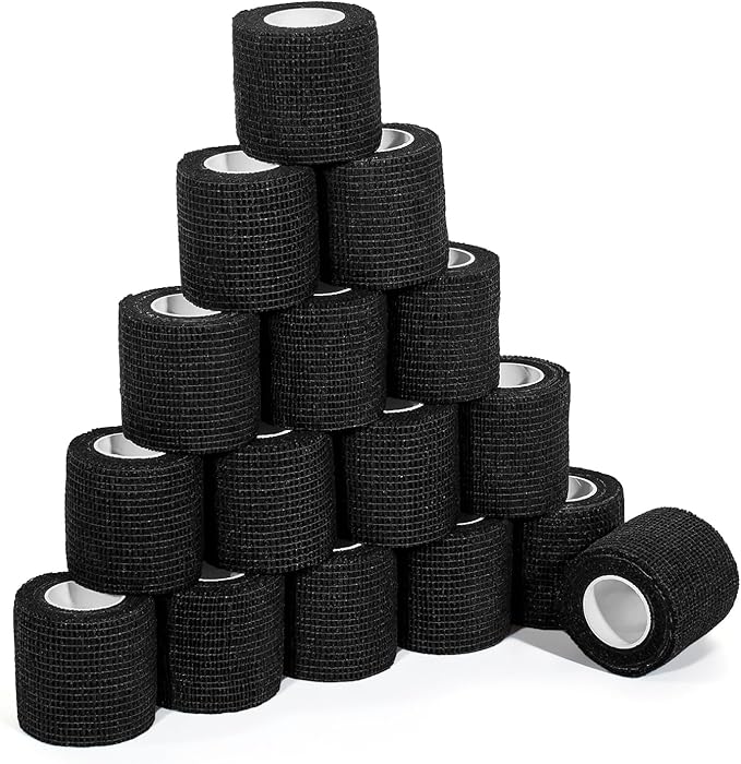 Self Adhesive Bandage Wrap,Bandage Tape,Medical Tape,Vet Tape,Athletic Tape Gauze,for First Aid,Sports, Wrist, Ankle (Black, 2inch*16rolls)