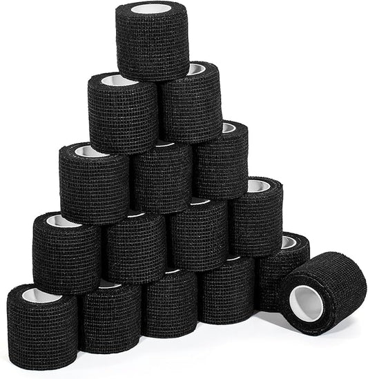 Self Adhesive Bandage Wrap,Bandage Tape,Medical Tape,Vet Tape,Athletic Tape Gauze,for First Aid,Sports, Wrist, Ankle (Black, 2inch*16rolls)