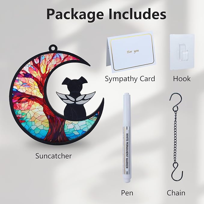 Original CCiaga DIY Dog Angel Memorial Suncatcher with Sympathy Card,Memorial Gifts for Loss of Dog Sympathy Gift,Pet Memorial Gifts for Dogs(3-Life Tree)