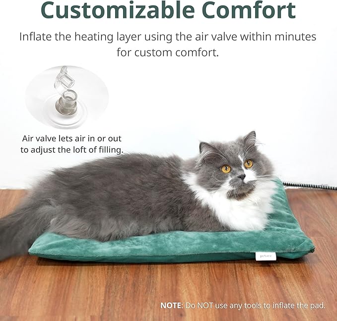 Outdoor Heated Cat Bed, Soft Pet Heating Pad with Steel-Wrapped Cord, Outside Pet Warmer for Feral Cats and Dogs, 15.7" x 11.8", 30 Watts