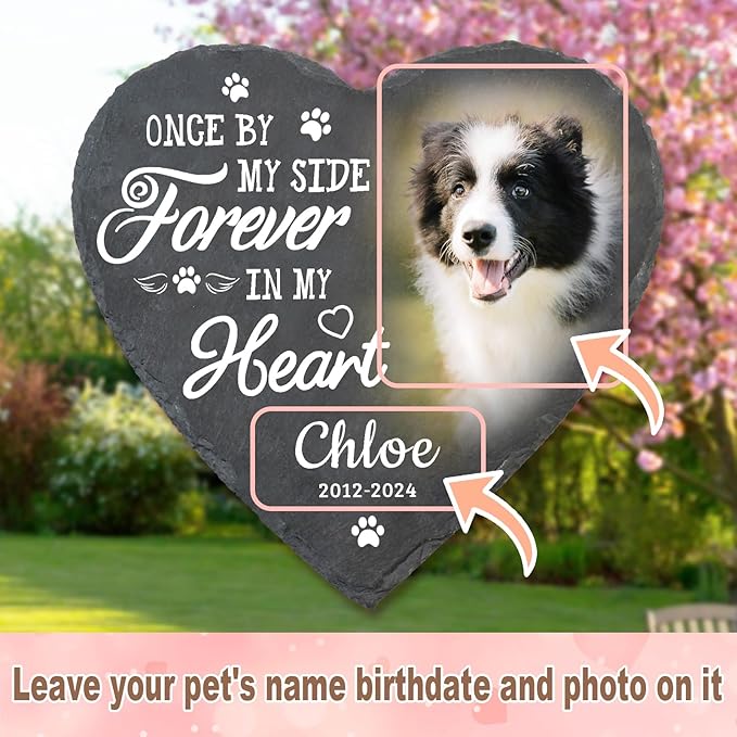 Personalized Dog Memorial Stone, Pet Memorial Sympathy Gifts for Loss of Dog, Pet Passing Away Heart Shape Stone, Cat Bereavement Remembrance Gifts