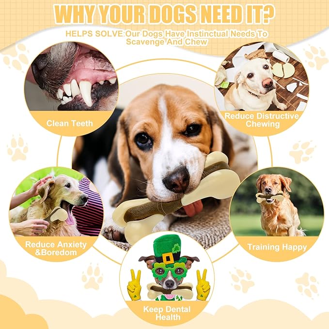 Sosation Bones Shaped Dog Toys for Aggressive Chewers, 2 Pack Dog Chew Toys Puppy Teething Nylon Beef Flavor for Large/Medium/Small Puppies Breeds(Hind Leg Bone,Large, Small)