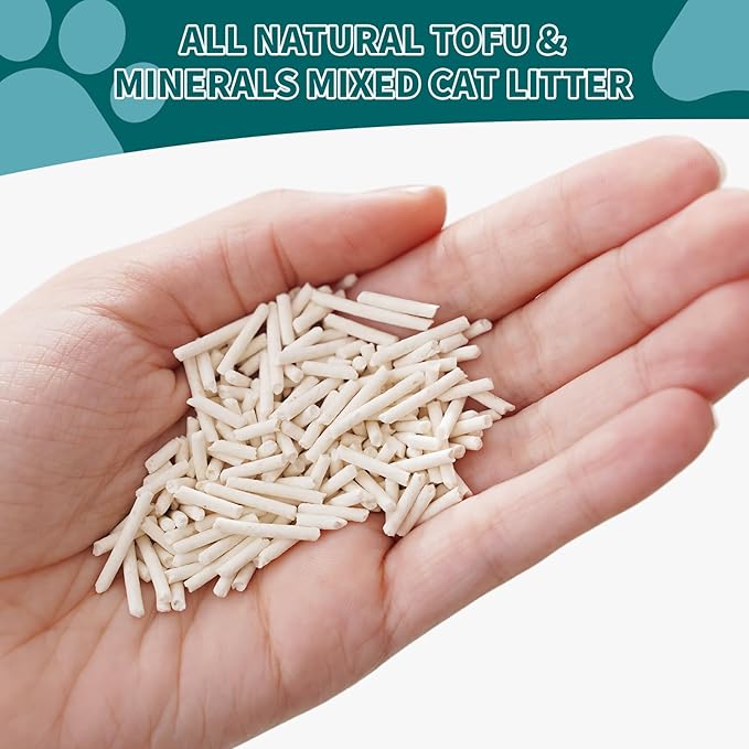 Plant-Based Cat Litter, Odor Control Quick Clumping Tofu Cat Litter, 24 lbs, Low Tracking Dust Control Lightweight Flushable Unscented Natural Kitty Litter