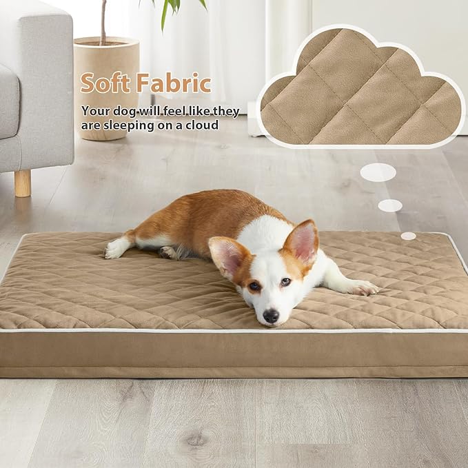 WNPETHOME Orthopedic XL Dog Bed for Crate, Waterproof Extra Large Dogs Bed with Removable Washable Cover, Multi-Needle Quilting Dogs Crate Bed