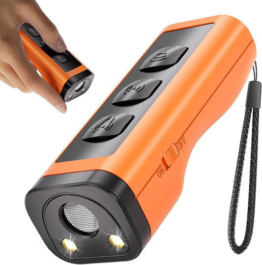 Dog Bark Deterrent Devices Rechargeable Anti-Barking Device for Dogs 50ft Long Range Ultrasonic Correct Your Dog's Bad Behavior at the Push of aButton Better Than Shock Collars or Dog Training Collars