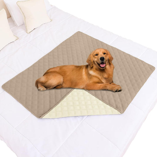 Smiry Waterproof Dog Bed Cover Pet Blanket, Soft Washable Dog Blanket for Furniture Bed Couch Sofa Reversible, Checkered (40"x50", Taupe/Beige)