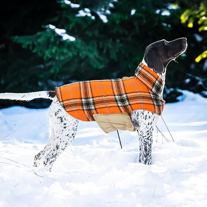 Kuoser Warm Dog Coat, Waterproof Dog Jacket for Extra Large Dogs, Adjustable Durable XXL Doggie Winter Coat Reversible Puppy Cold Weather Apparel from Small to Large Breed, Orange XXL