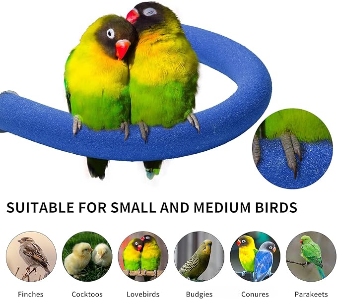 U Shape Parrot Perch Stand Toy Bird Platform Sand Paw Grinding Clean Stick Exercise Conure Budgie Cockatiel Cage Accessories (Small-Blue)
