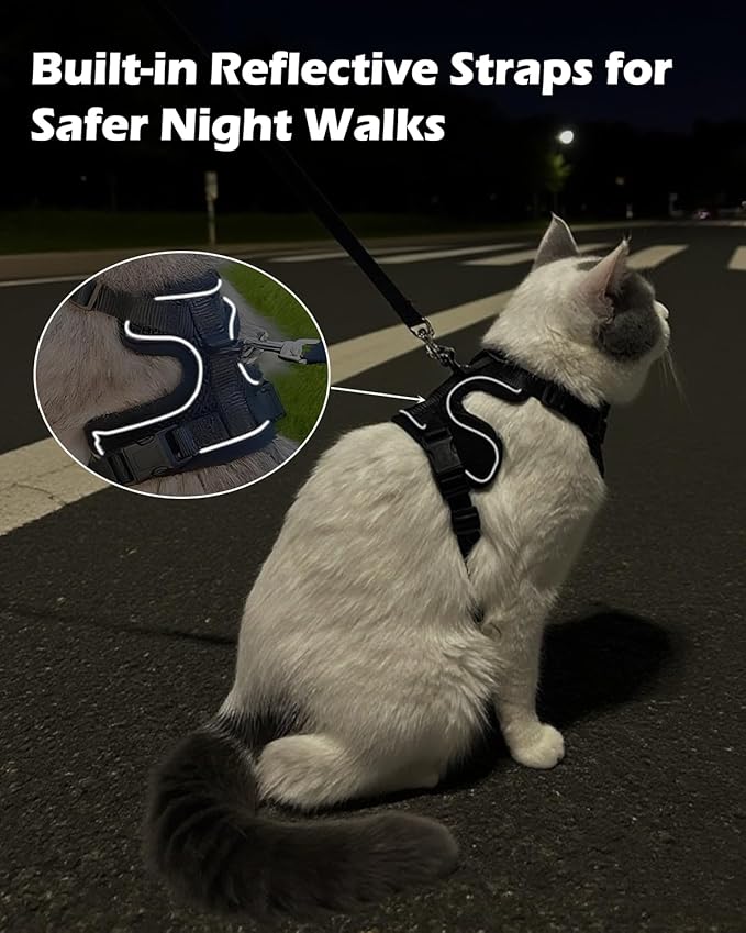 Luxelle 2 Pack Escape-Proof Cat Harness and Leash Set for Walking – Adjustable No Pull Soft Vest with Easy-Wear Buckle, Reflective Straps, Breathable Mesh – Outdoor Travel Harness for Cats & Kittens