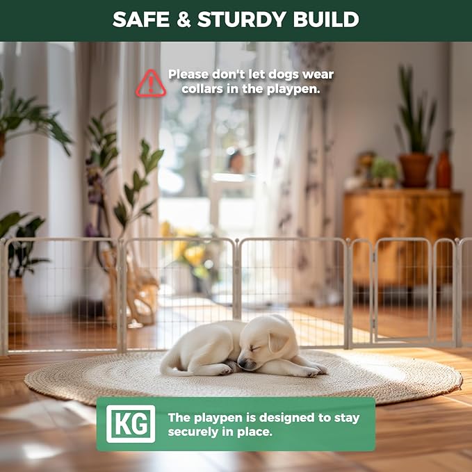 FXW Homeplus Unleashed Indoor Dog Playpen - Stress-Free and Safe Play, Heavy Duty 24 Inch 16 Panels Dog Pen for Puppy and Small Dogs, White│Patented