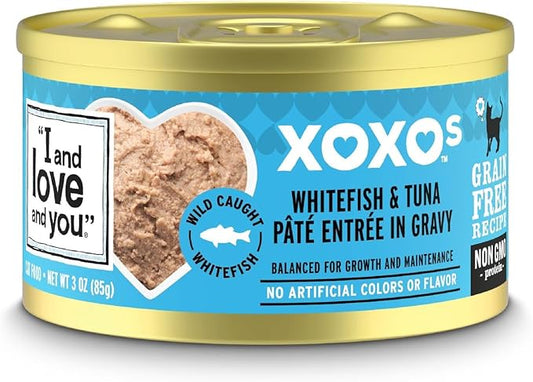 I AND LOVE AND YOU XOXOs Wet Cat Food - Whitefish + Tuna Pâté - Grain Free, Filler Free, 3oz Pack of 24 Cans