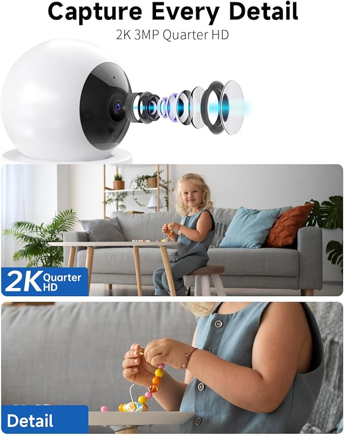[5G & 2.4G] 2K Pan/Tilt Security Cameras for Home Security Indoor, AI Voice Change for 2-Way Talk, Motion Detection, 24/7 SD Recording/Cloud Storage, Baby Monitor/dog/Pet Camera with Phone App, 2