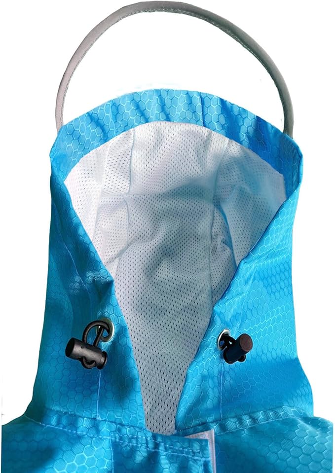 Dog Raincoat Waterproof Reflective Slicker - Lightweight Breathable Hooded Poncho Rain Coat Jacket with Adjustable Belly Strap and Leash Hole for Small Medium Large Dogs (Large, Blue)
