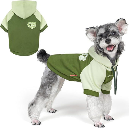 KYEESE Dog Hoodie Stretchy Warm Pet Clothes Comfort Cat Sweater Dogs Winter Coat for Cold Weather Pet Sweatshirt with Drawstring Soft Dog Clothes for Small Dogs Cat Coat with Leash Hole