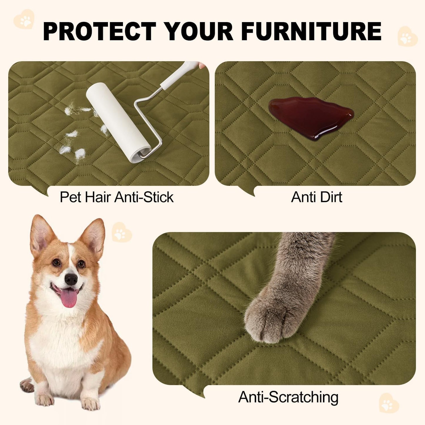 Smiry Waterproof Dog Blanket, 52x82 Inch Soft Pet Bed Cover Reversible, Washable Sofa Couch Furniture Protector for Small Medium Large Dog Puppy Cat, Geometric, Green/Navy