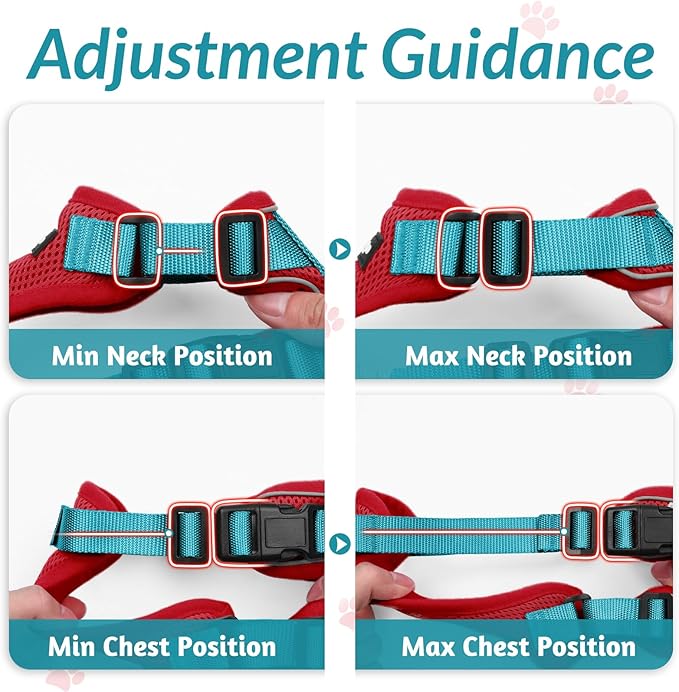 rabbitgoo Cat Harness and Leash for Walking, Escape Proof Soft Adjustable Vest Harnesses for Cats, Easy Control Breathable Reflective Strips Jacket, Red & Teal, S