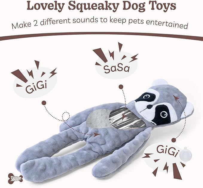 SHARLOVY No Stuffing Dog Toys Squeaky for Large Dogs, Crinkle Puppy Teething Toys to Keep Them Busy, Plush Interactive Doggie Long Lasting Chews for Aggressive Chewers