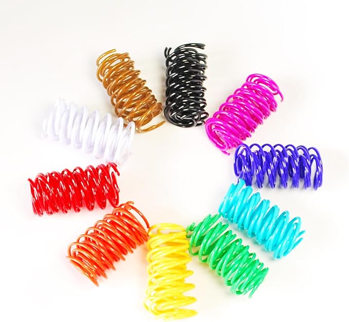 80Pcs 10 Colors Box Stored Cat Springs, Interactive Toys, Cat Spiral, Coil Toy, Hunting, Biting Toy, Swatting, Self-Play Plastic Kitten Toys