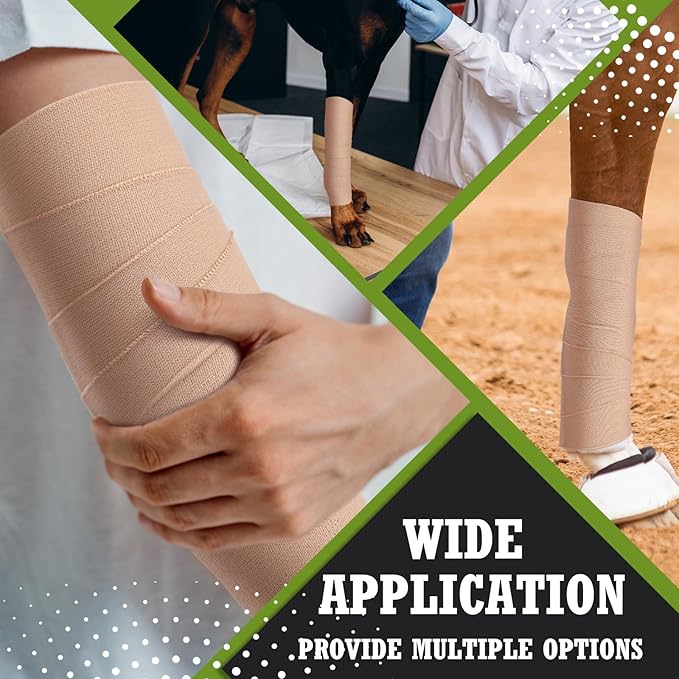 Tondiamo 8 Rolls Elastic Adhesive Bandage Tape Medical Bandage Wrap Athletic Sports Tape Flexible Stretch Skin Bandages Strips for Ankle, Knee, Wrist Sprains Animal Pets(6 Inch X 5 Yard)