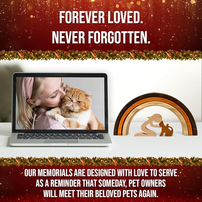 Capti Rainbow Bridge Cat Memorial Gifts - I'll Meet You at The Rainbow Bridge - Pet Loss Gifts, Bereavement, Sympathy Keepsake Cat Mom Gifts for Loss of Pet