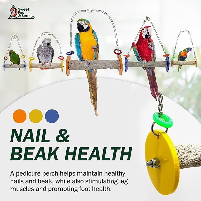 Roll Bird Swing - Perch Bird Toys Trims Nails and Beaks, Safe and Non-Toxic Bird Cage Accessories for Small and Large Birds, Swinging Toys Birds Will Love, XL 11 Inches