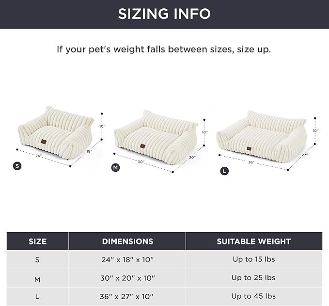 Bedsure Cute Dog Couch for Medium Dogs- Fluffy Pet Sofa, Dog Couch Bed with Removable, Washable Cover, Supportive Pet Bed for Medium Large Dogs, 36inch, Cream