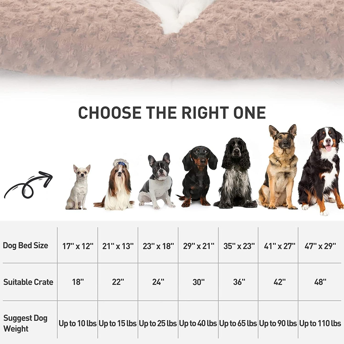 KSIIA Washable Dog Bed Deluxe Plush Dog Crate Beds Comfy Kennel Pad Anti-Slip Pet Sleeping Mat for Large, Jumbo, Medium, Small Dogs Breeds, 23" x 18", Brown