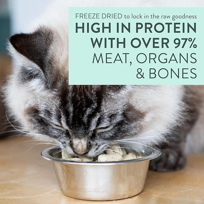 Meow Freeze Dried Cat Food - Lamb & King Salmon Recipe,High Protein Cat Treats,Meals & Toppers,Dry Cat Food,9.9oz