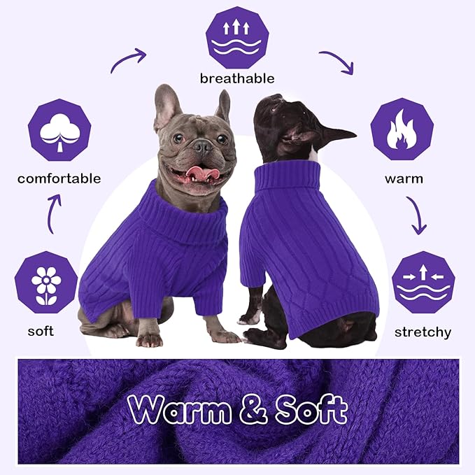 Large Breed Dog Sweaters, Warm Winter Fall Dog Sweaters for Dog Girls Boys, Turtleneck Dog Knitwear,Doggie Christmas Sweater,Pet Sweatshirt Clothes Outfit Knit Great Dane,Doberman(Purple XXXXL)