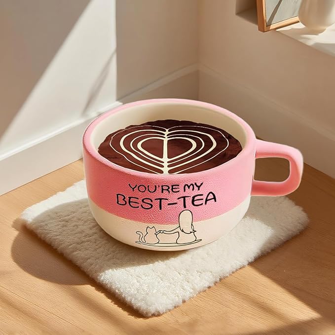 Cute Cat Beds Kitten Beds, Soft Small Dog Beds, Washable Pet Beds for Puppy and Kitty, Funny Coffee Cup Shape, 20 Inch