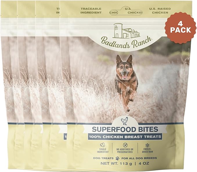 Superfood Bite, Freeze-Dried Raw Dog Treats - Protein Rich, Train & Reward, Traceable Single Ingredient by Katherine Heigl (4 Ounce (Pack of 4) Chicken Breast)