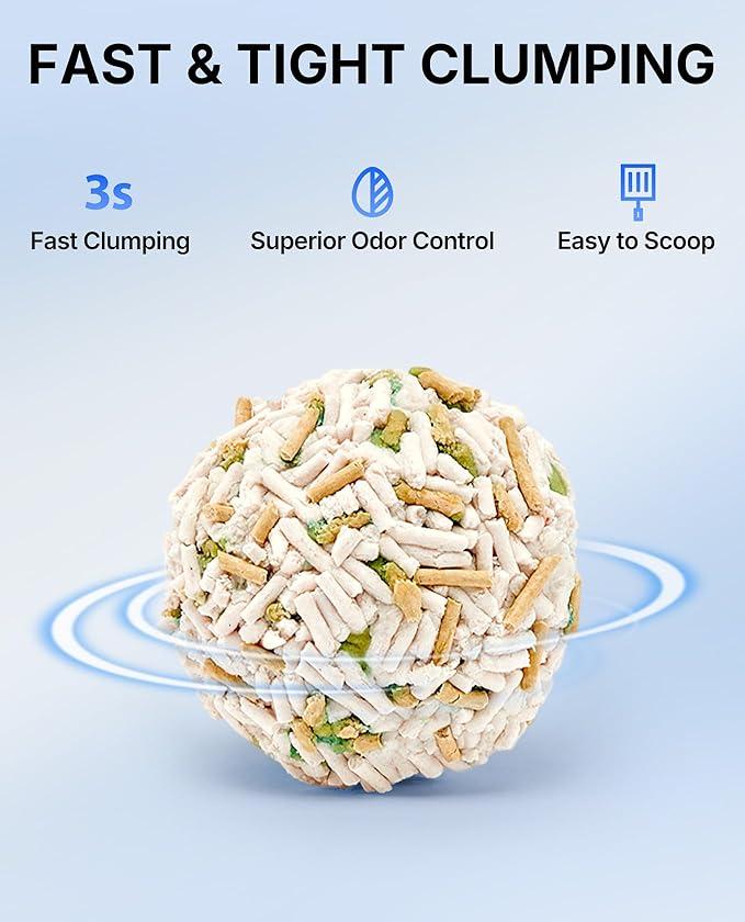 PETKIT 2025 New Urine Monitor Litter, pH Detection Tofu Litter, Superior Clumping 100% Natural Ingredients Plant Cat Litter, Dust-Free and Odor Control, Non-Sticky, Easy Scooping (5.2lb×6bags)